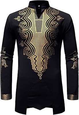 LucMatton Men's Linen Stylish African Traditional Pattern