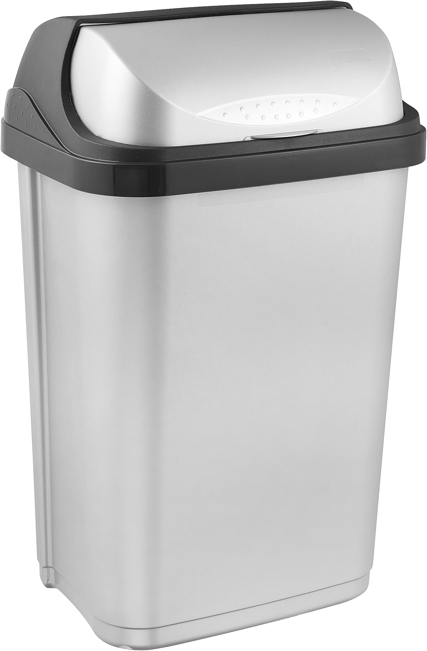 Poubelle Umbra Brim 50L – Plastique PP Noir Et Nickel – Design Moderne