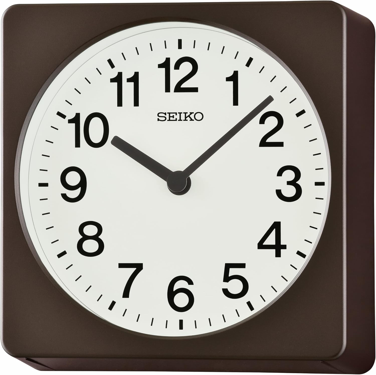 SEIKO QXA860BLH Square Non Ticking Wall Clock, Brown, 7.7 Inches
