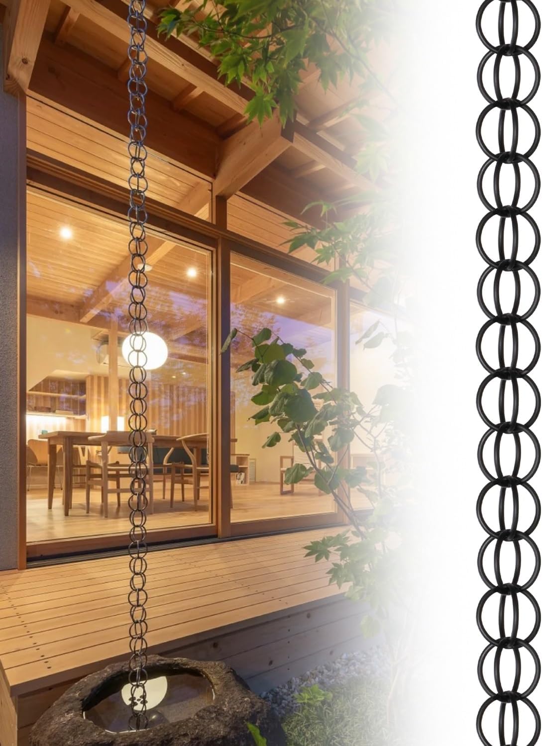 Decorative Rain Chains for Gutter Downspout Replacement - Stylish Water Flow Solution for Outdoor Patios, Gardens, and Landscaping - Enhance Curb Appeal and Functionality