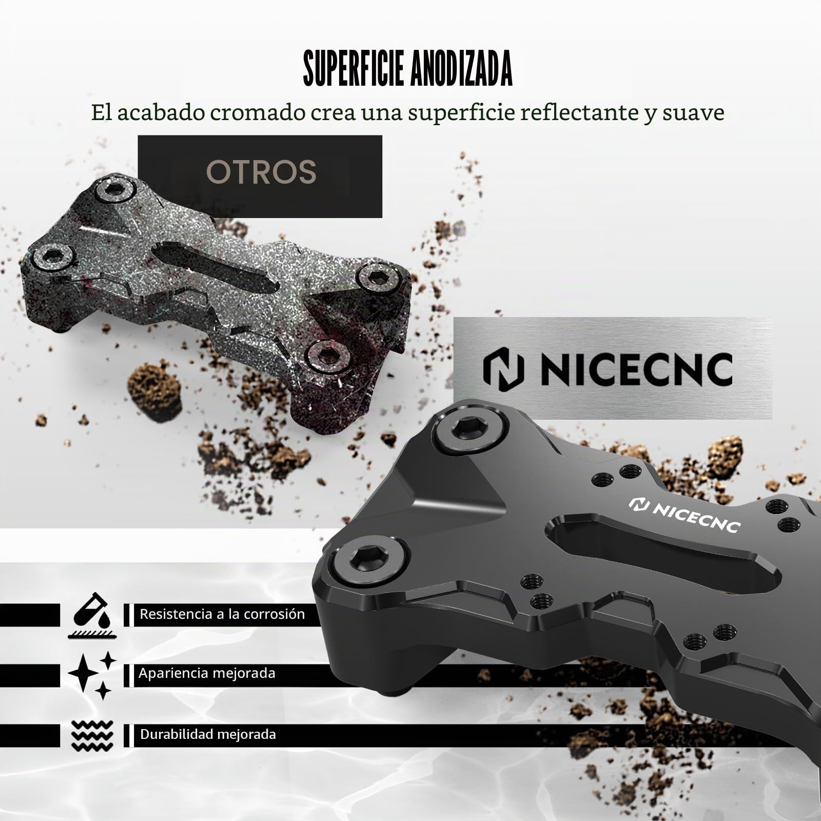 NICECNC Abrazadera Superior de Manillar Negra con patrón AMPS Compatible con Tenere 700/XTZ700 2019-2024, Tenere 700 World Raid 2022, Tenere 700 Rally Edition 2020-2024, Accesorios Tenere 700