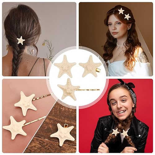 Miniatura 7 de 8 pinzas para el cabello de estrella de mar, accesorios para el cabello de sirena para niñas y mujeres, horquillas de cabello de estrella de mar,