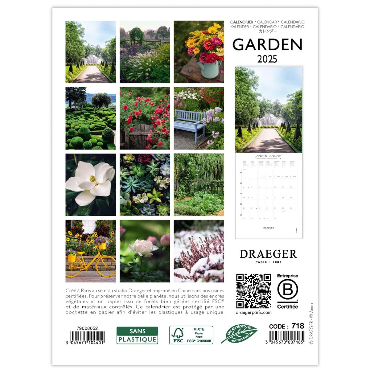 DRAEGER PARIS 1886, Small Wall Calendar 14x18cm 2025, Daily Organization, 12 Photos, September 2024-December 2025-7 Languages - Image 4