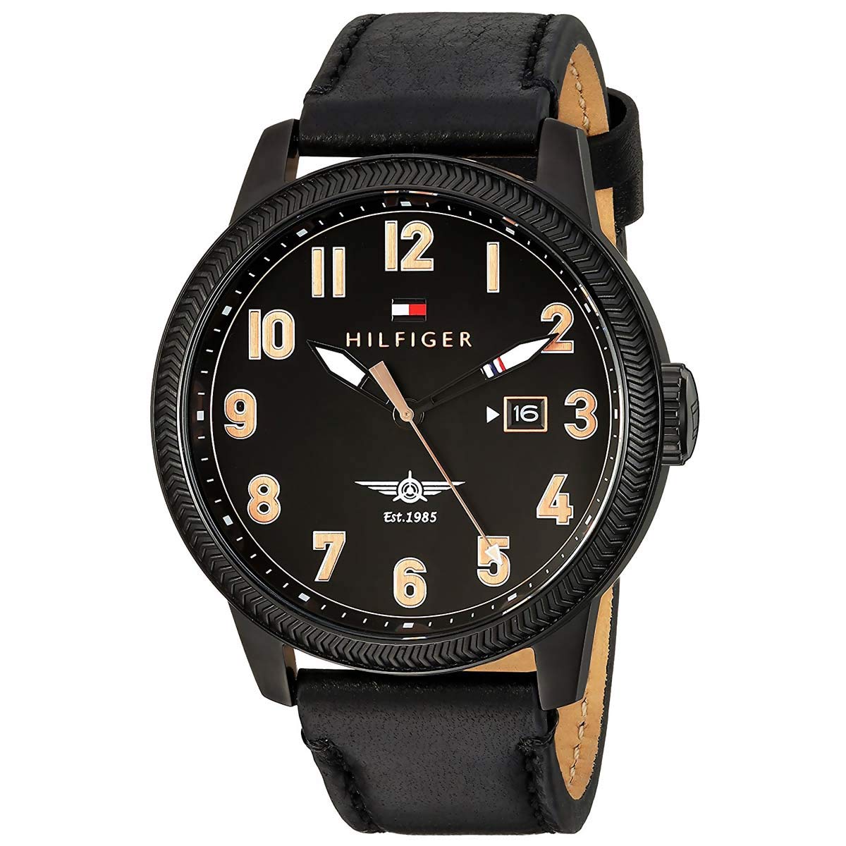 Jasper Men's Black Dial Leather Band Watch - 1791314