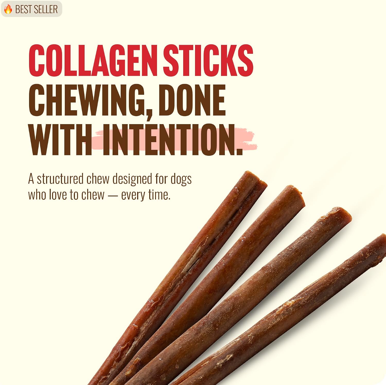 Natural Farm Bully Coated Gourmet Collagen Sticks (12 Inch, 5 Pack), Real Bully Beef Coated, 95% Natural Collagen, Supports Healthy Joints, Skin & Coat - Best for Small & Medium Dogs