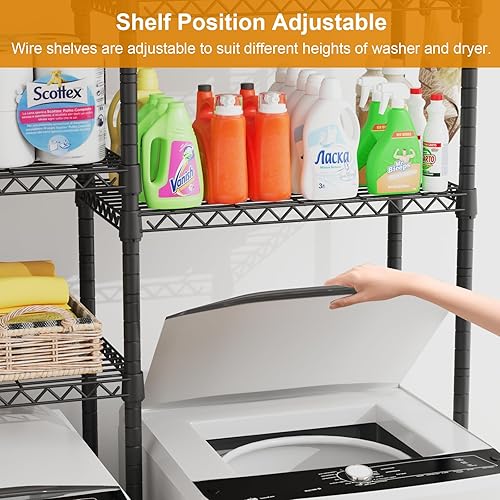 Vista 5 de U15 Estantes de Almacenamiento Sobre Lavadora y Secadora, Estante de Almacenamiento de Lavandería Sobre Lavadora y Secadora Ahorrador de Espacio