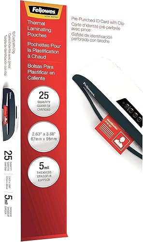 Miniatura 2 de Fellowes 52033 Bolsas de laminación, 5 mil, 3 78 x 2 58, tamaño de identificación, 25paquete