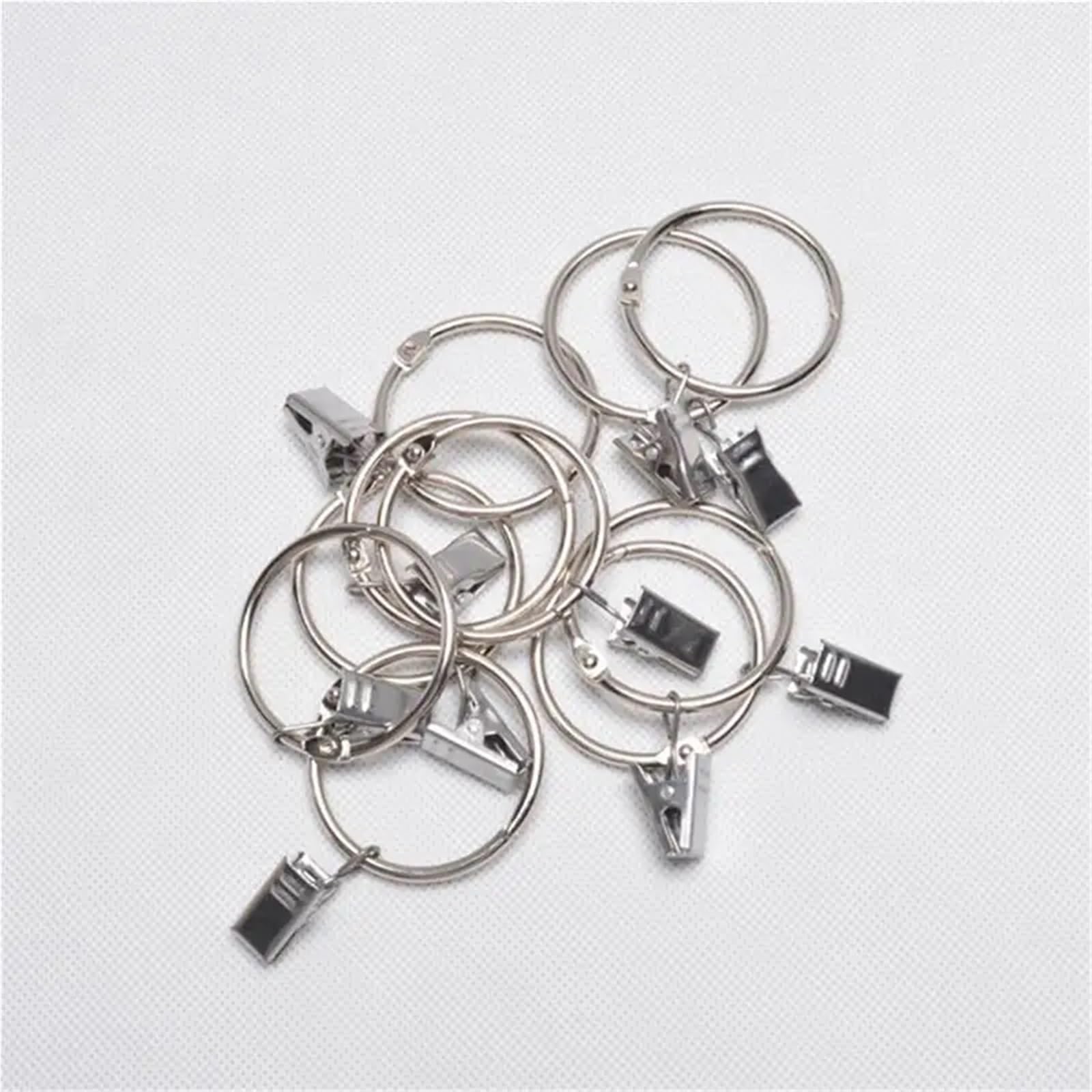 Anneaux de rideaux, Anneaux de rideau avec clips, 160 pièces, crochet suspension ouvert en acier inoxydable 38mm