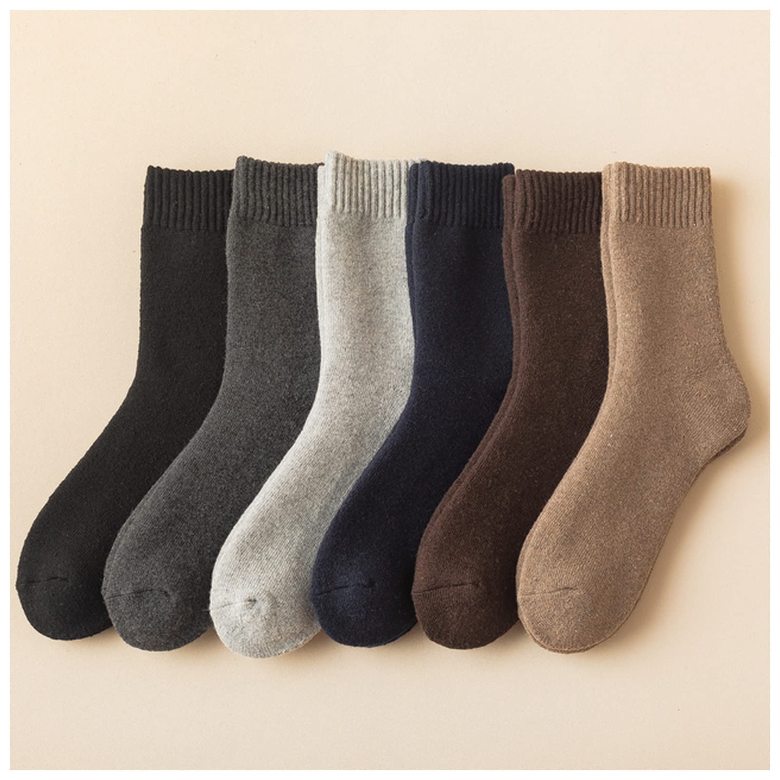 Wollsocken Mens schwere dicke Wollsocken weiche warme mittelrohr gemütliche thermische Winter-Crew-Socken 6 Paare schwarz grau blau beige EU 38-45 Wollsocken Damen ( Color : Mix Colors , Size : EU 38-