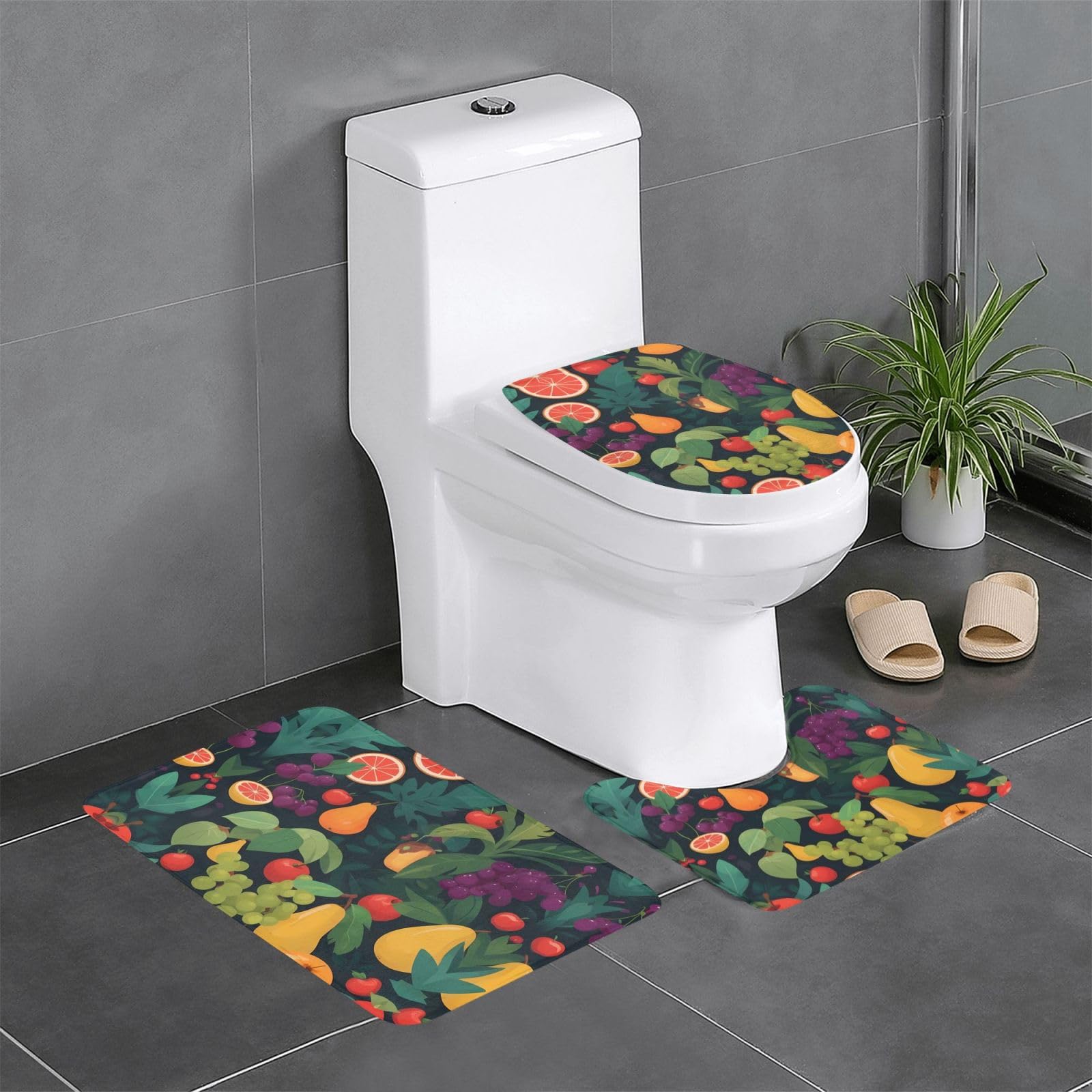 Tapis de salle de bain à motif fruits pour sécuriser la sortie de douche