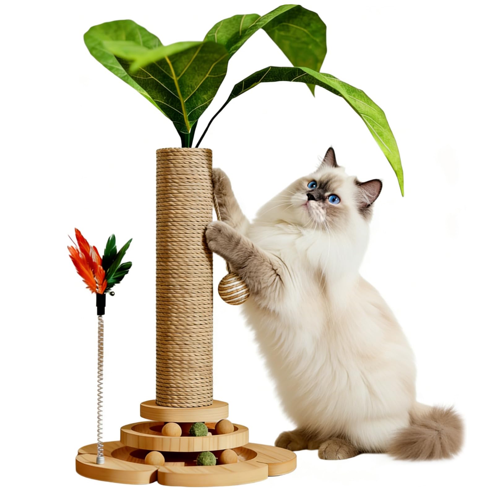 Arbre à chat stable en bois anti-bruit pour stopper les griffures sur les canapés
