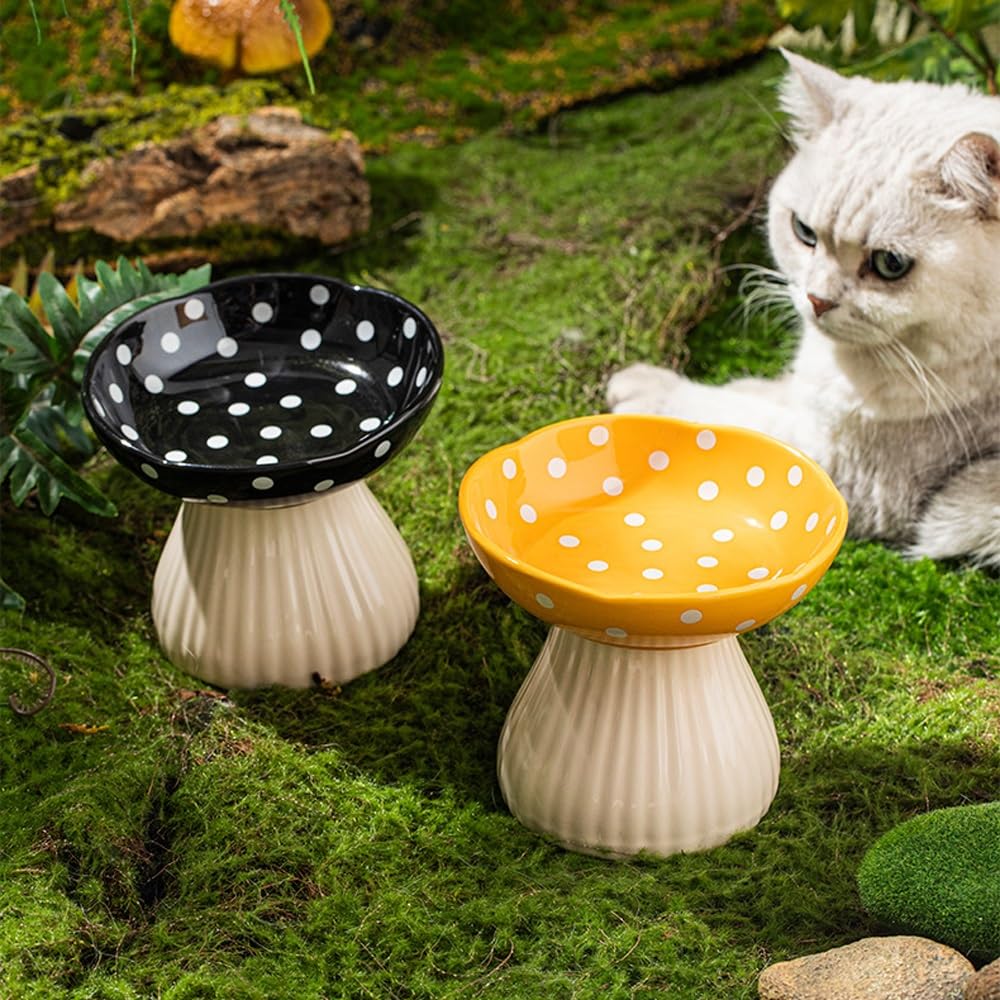 Miska dla zwierząt, podwyższona ceramiczna miska dla zwierząt Miska dla kotów Miska dla małych psów Miski na wodę, Podwyższona miska dla kotów dla kotów domowych, Karma sucha/mokra(Red)