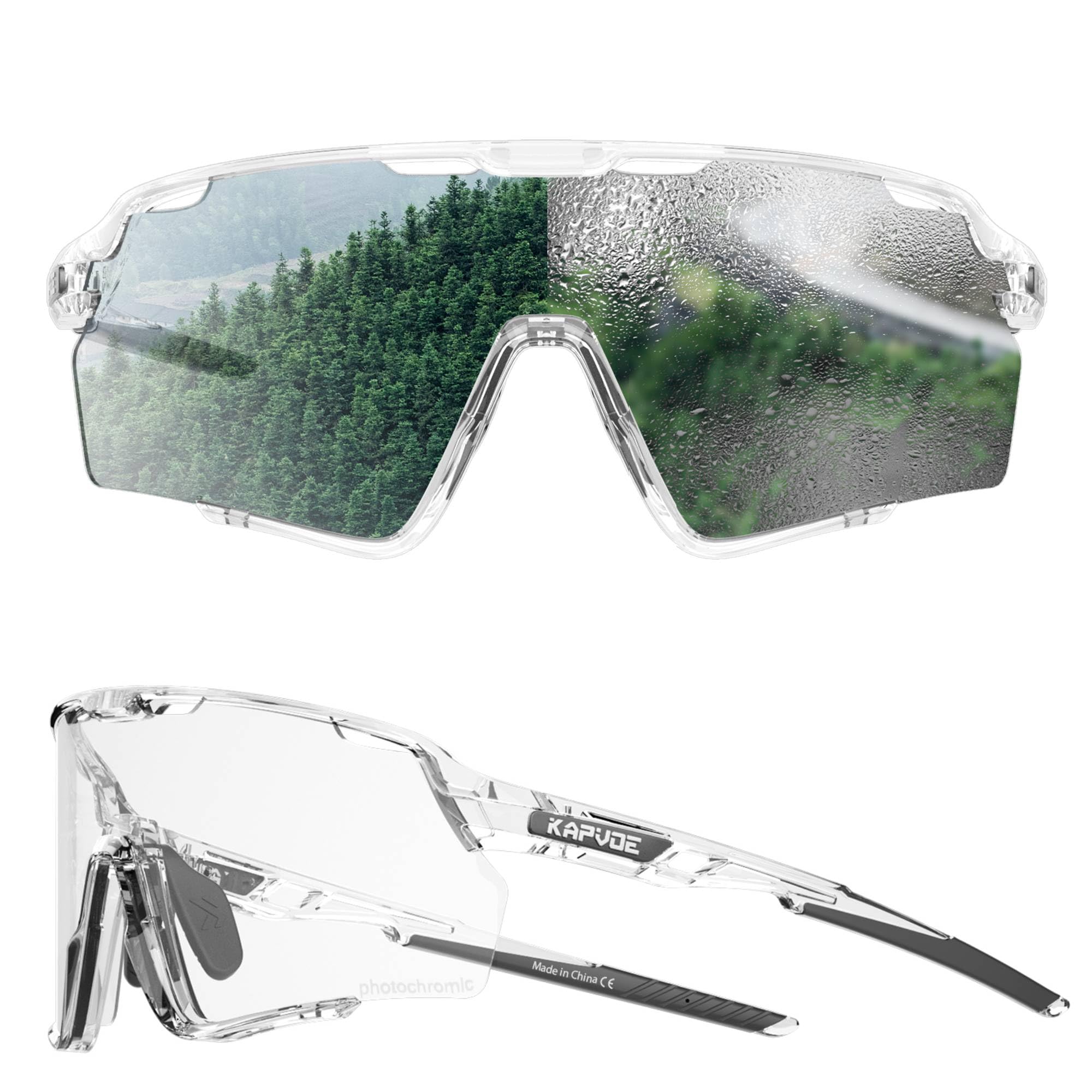 KAPVOE Photochromic Cycling Glasses Men Women Clear Mountain Bike Sunglasses MTB Bicycle Riding Sports Triathlon - K170