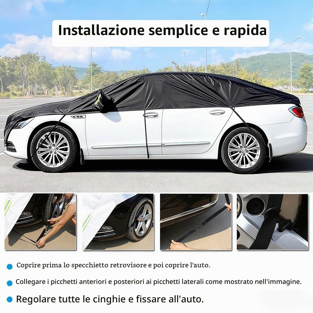 Mezza copertura copriauto per inverno estate copri carrozzeria per esterni per interni Impermeabile antipolvere universal Materiale Oxford 420D (Berlina)