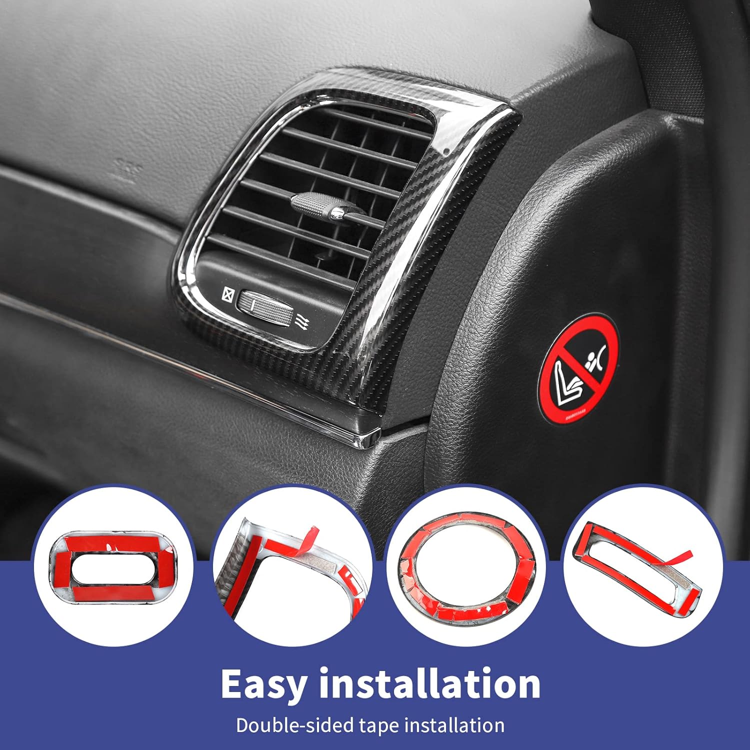 Carbon Fiber 16PCS Full Set Interior Trim Kit Compatible with 2014-2021 Jeep Grand Cherokee,Dashboard Panel Side Outlet Decorative Cover