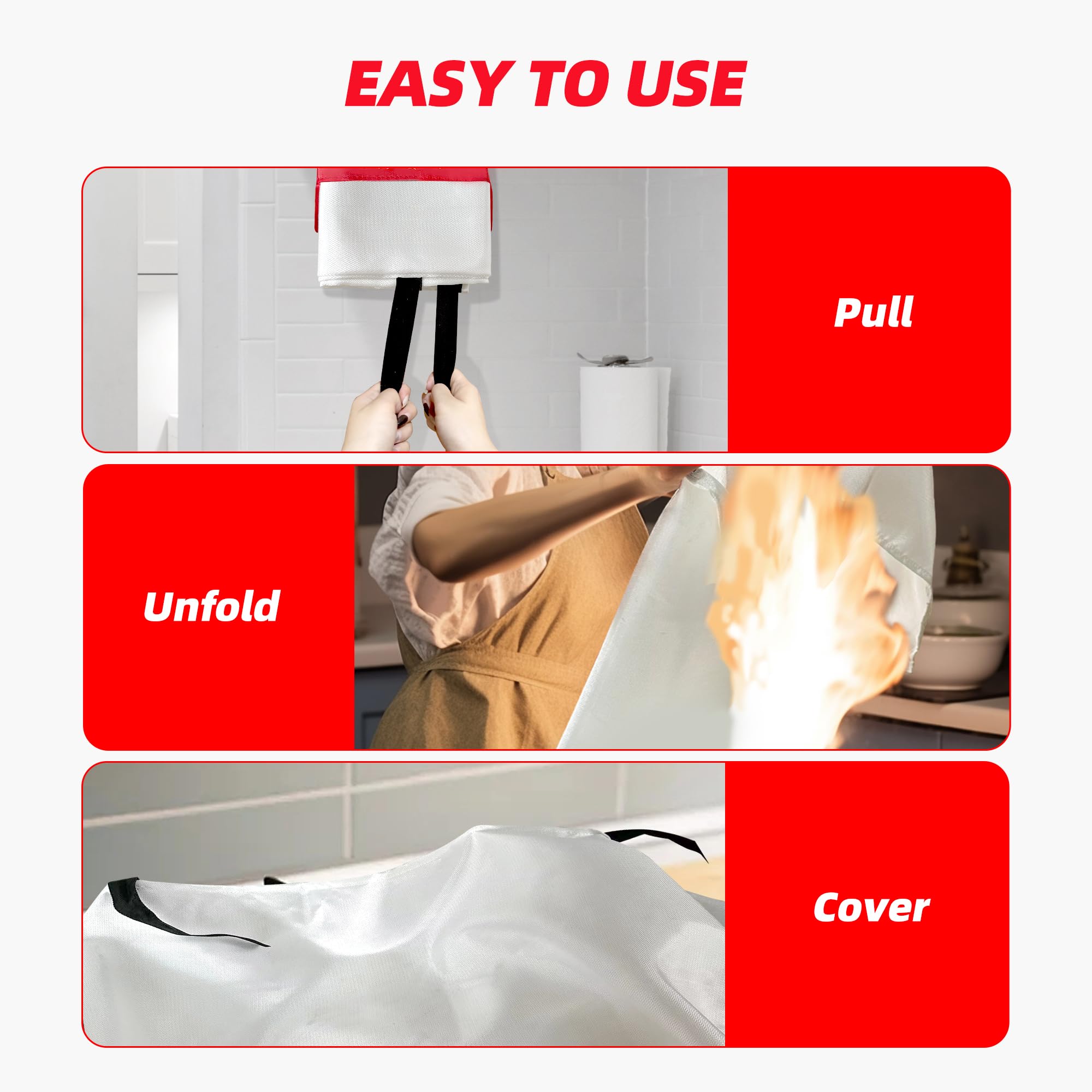 LaSyL Manta de emergencia para el hogar y la cocina, 40 x 40 pulgadas (paquete de 6), manta de supresión de incendios, buena para chimenea, escuela, parrilla, coche, oficina