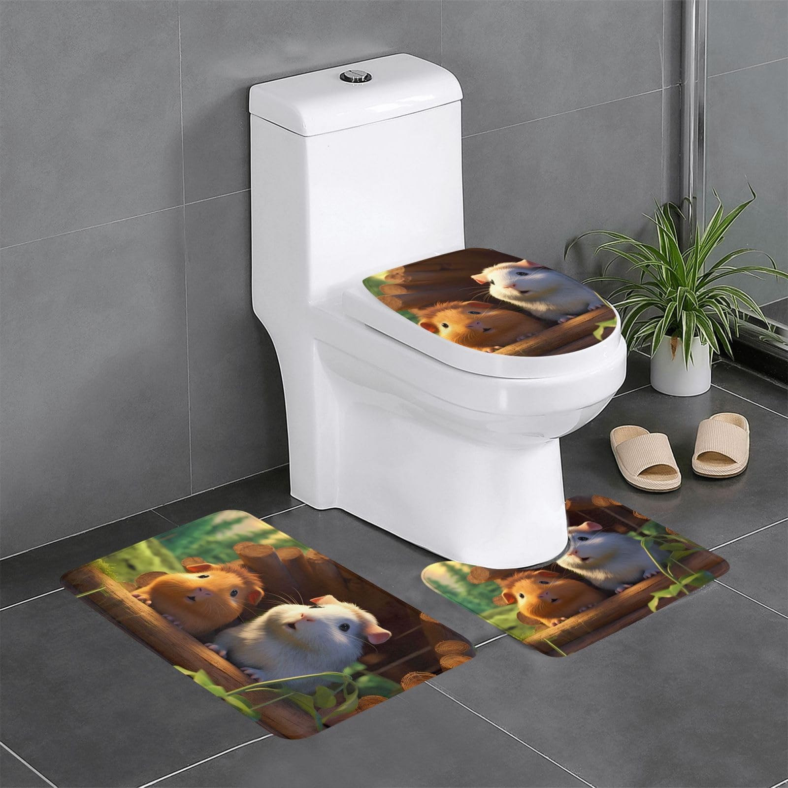 Tapis de salle de bain à motif de cochons d'Inde pour décorer vos toilettes et espace coiffeuse