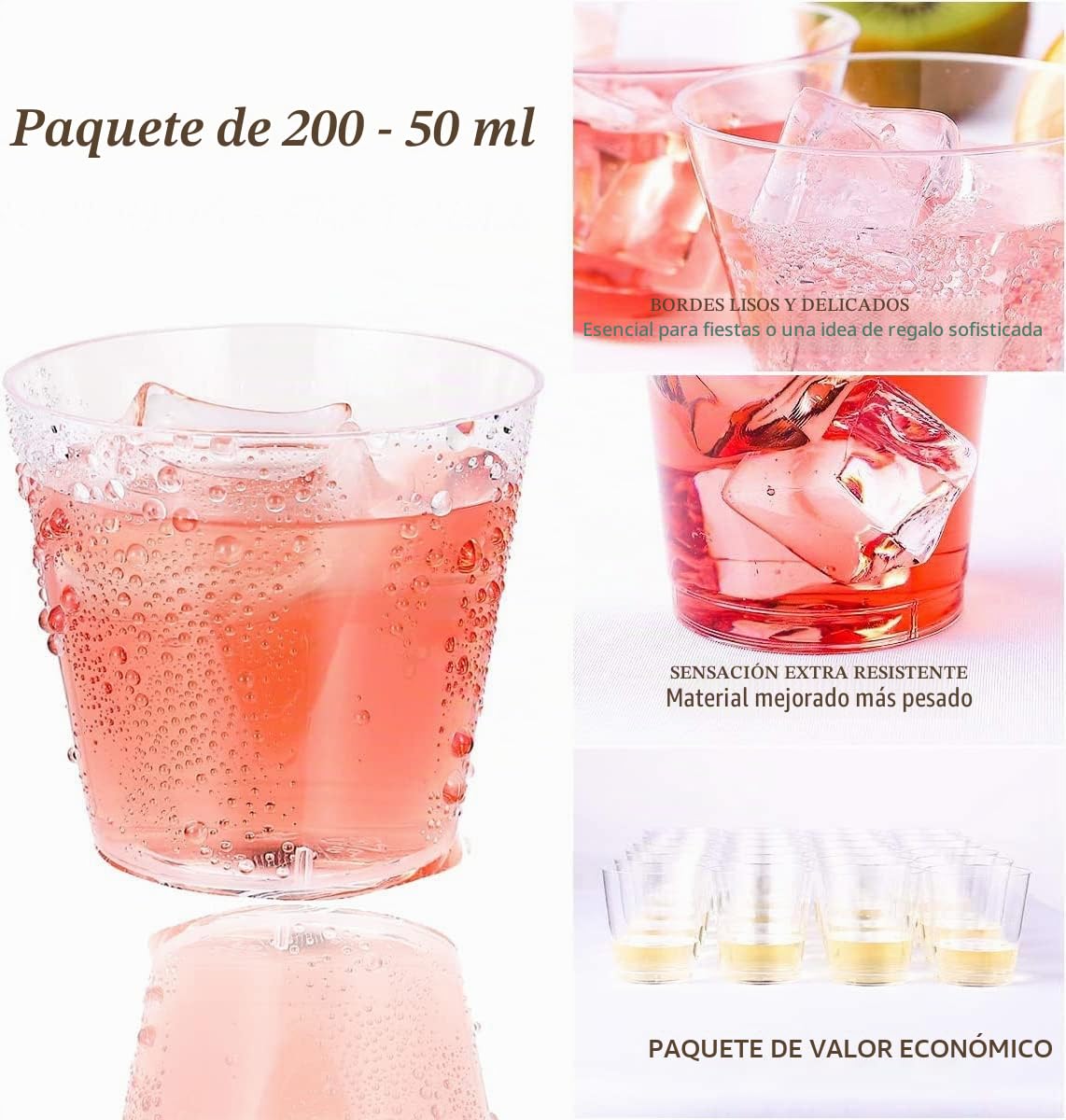 SENENQU 200 Piezas Vasos Chupito Plástico Duro 50 ml Vasitos para Postres | Vasos Desechables, Chupito Transparente, Postres, Aperitivo, Degustación, Fiesta, Muestras, Catering, Cumpleaños, Bodas