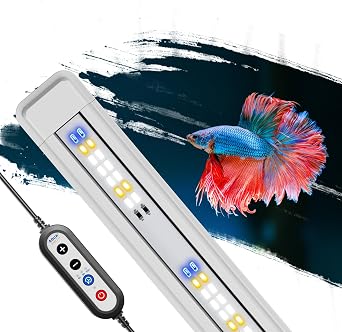 AQUASMITH Aquarium Light,Fish More Red Water is Not,Specific Full Spectrum Fish Tank Light, with Two Mounting Brackets, Timing Function, Memory Feature, Adjustable Brightness, IP68 10IN