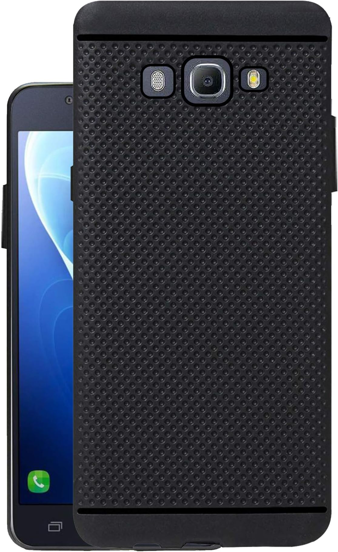Back Cover for Samsung Galaxy J5 2016 (Rubber | Black | Dotted)