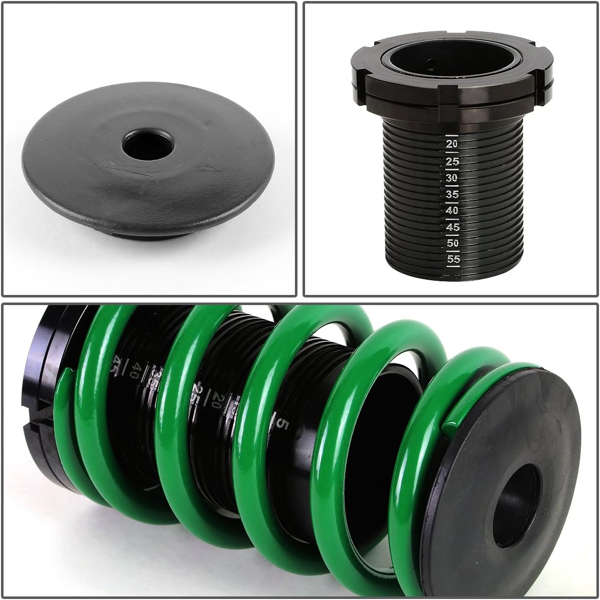 DNA MOTORING 4PCS Suspension Coilover Sleeves Spring Kit Compatible with 01-05 Civic, Green, COIL-HC01-GN