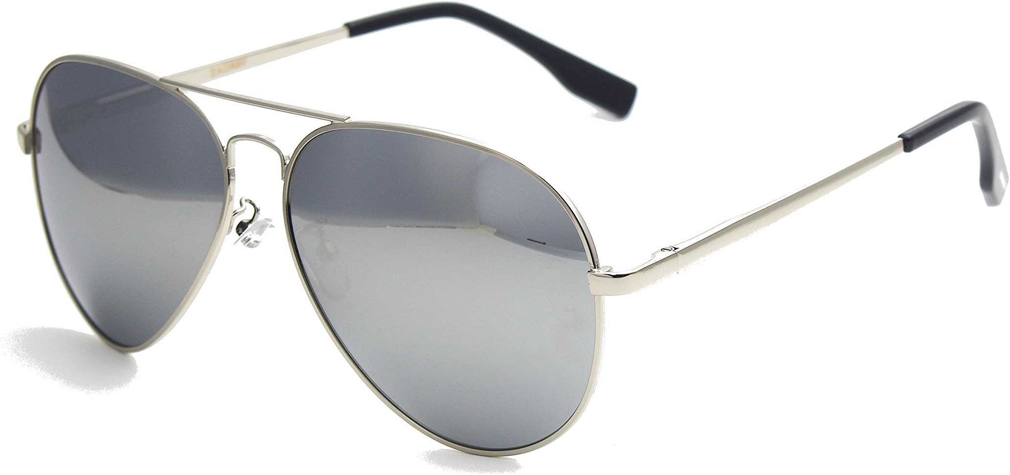Zacway Polarized Spring Hinges Metal Aviator Sunglasses For Men Women UV400 58mm (Silver Frame/Mercury Lens, 58)