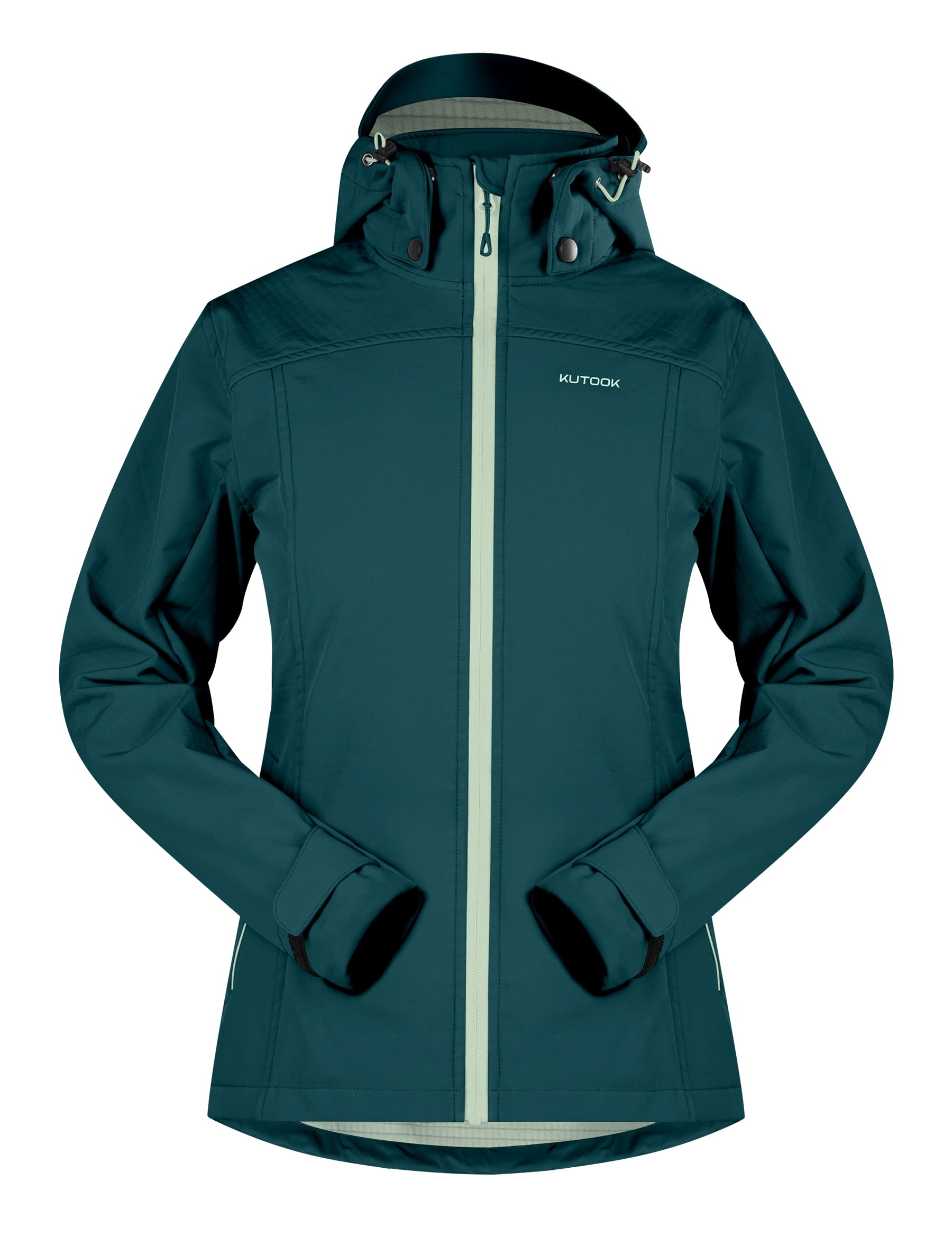 KUTOOK Giacca Softshell Donna Giacca Trekking Donna Invernale in Pile con Cappuccio Removibile Impermeabile Antivento per Pesca Arrampicata Escursionismo all'aperto e Vita Quotidiana