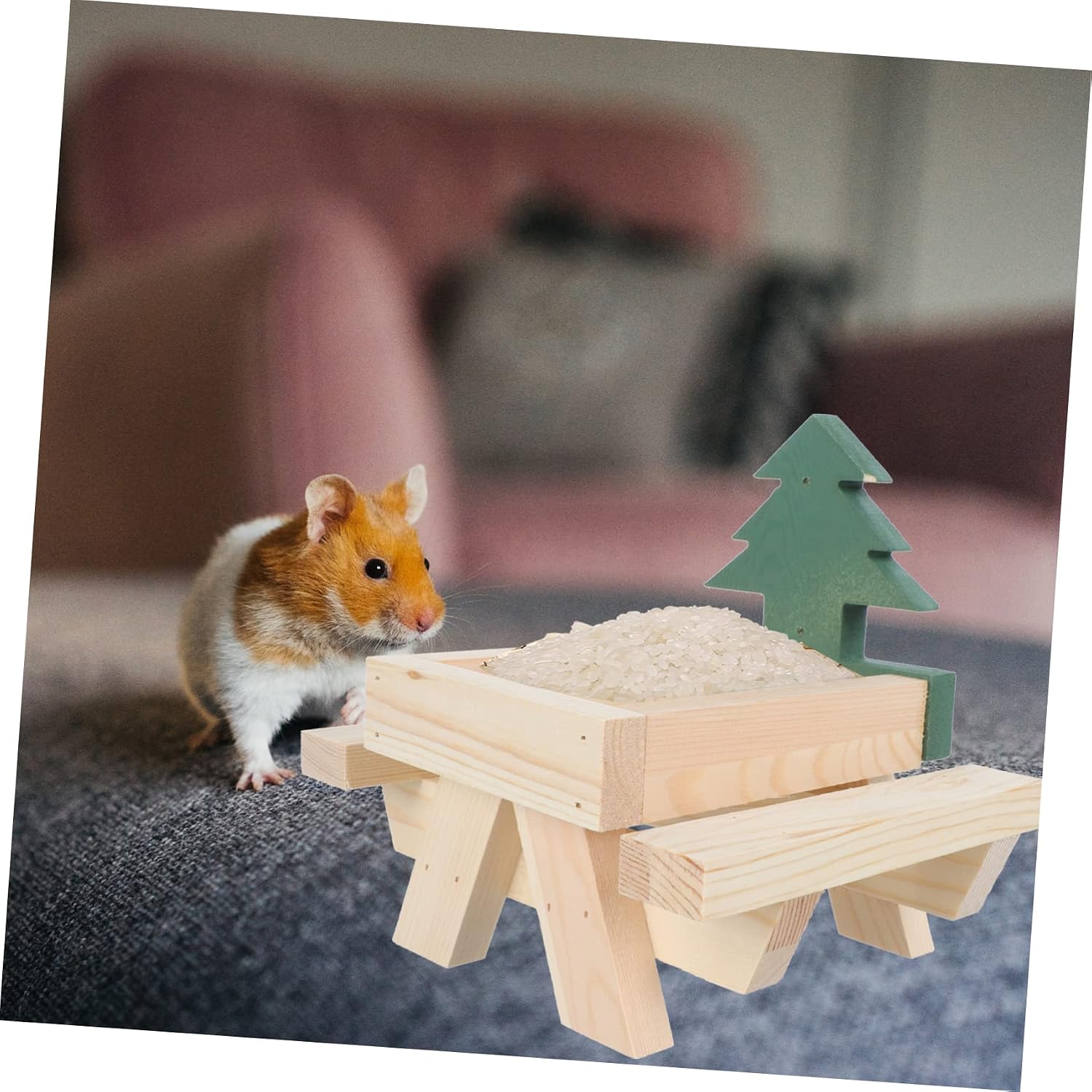 YARNOW 1pc Wooden Squirrel Feeder Picnic Table for Outdoor Corn and Peanut Feeding Natural Wood Squirrel Rack for Garden and Wildlife Enjoyment