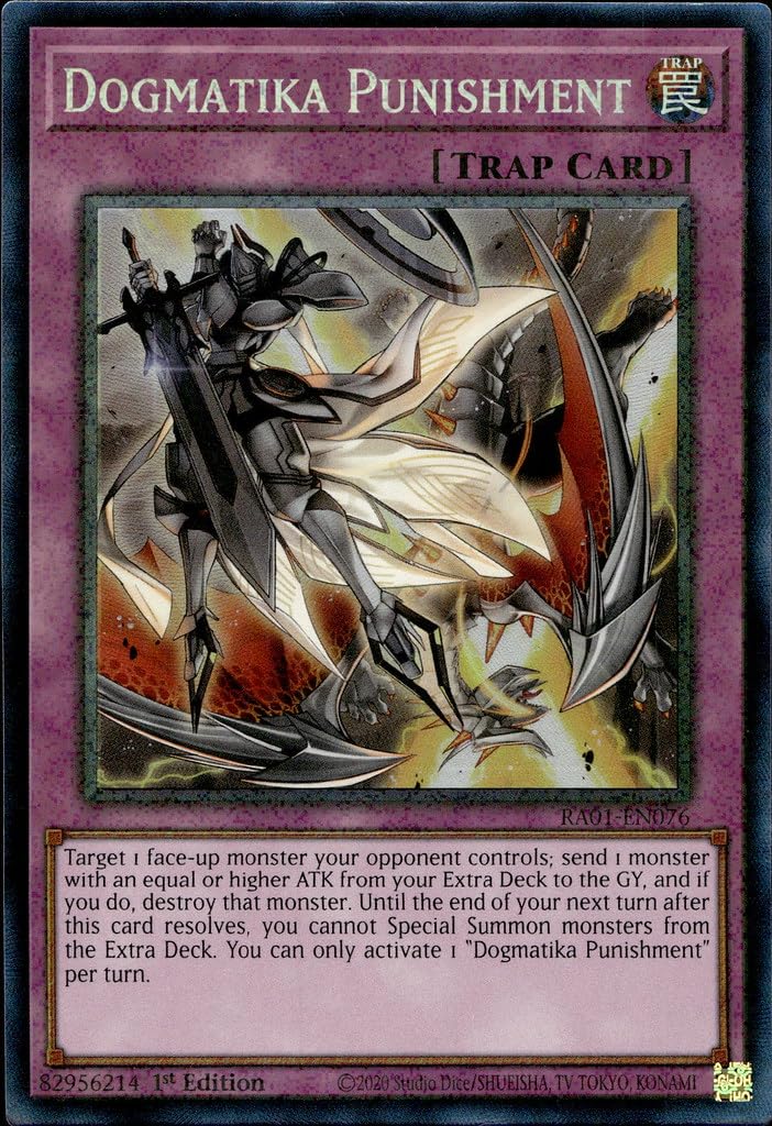 Amazon.com: Yu-Gi-Oh! Dogmatika Punishment (PCR) - RA01-EN076 - Prismatic  Collector's Rare
