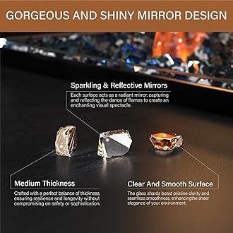 NUPICK 5 Pound Fire Glass, 1/2 Inch Reflective Fire Pit Glass, Tempered Firepit Glass Rock for Propane or Natural Gas, Glass Rocks for Fire Pit Table, Fireplace Glass for Landscaping, Copper