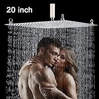 Vista 2 de Cabezales de ducha grandes de 20 pulgadas, de acero inoxidable de alta presión, cabezal de ducha de lluvia ultrafino, cubierta de cuerpo completo