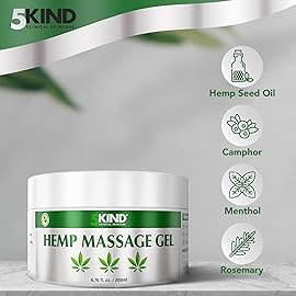 5kind Hemp Active Gel 6.76 fl oz - Hemp Cream Maximum Strength - Natural Soothing Topical Cream - Muscle Rub for Lower Back, Joints, Neck, Knees, Shoulders