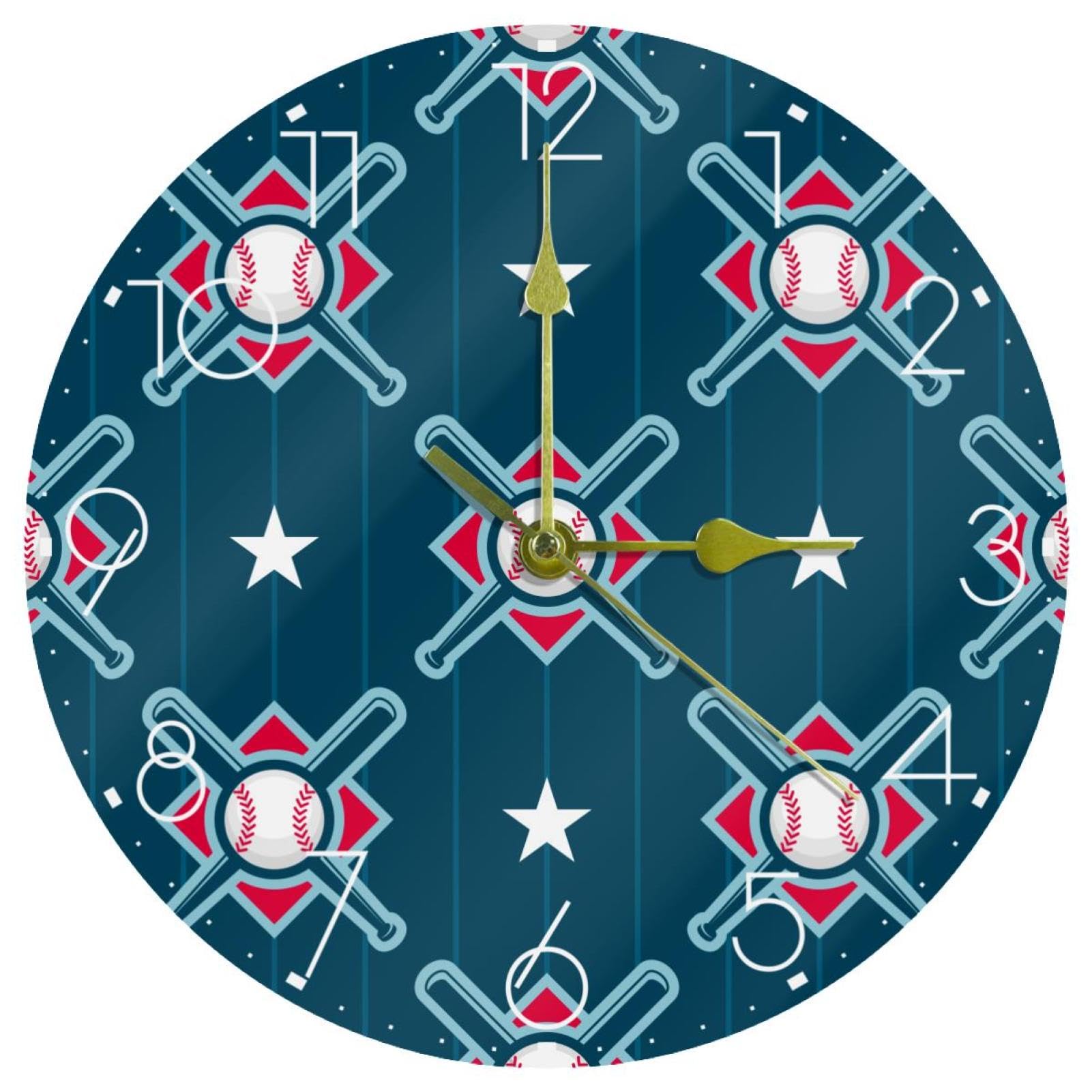 Horloge murale silencieuse en acrylique cadran de baseball sport