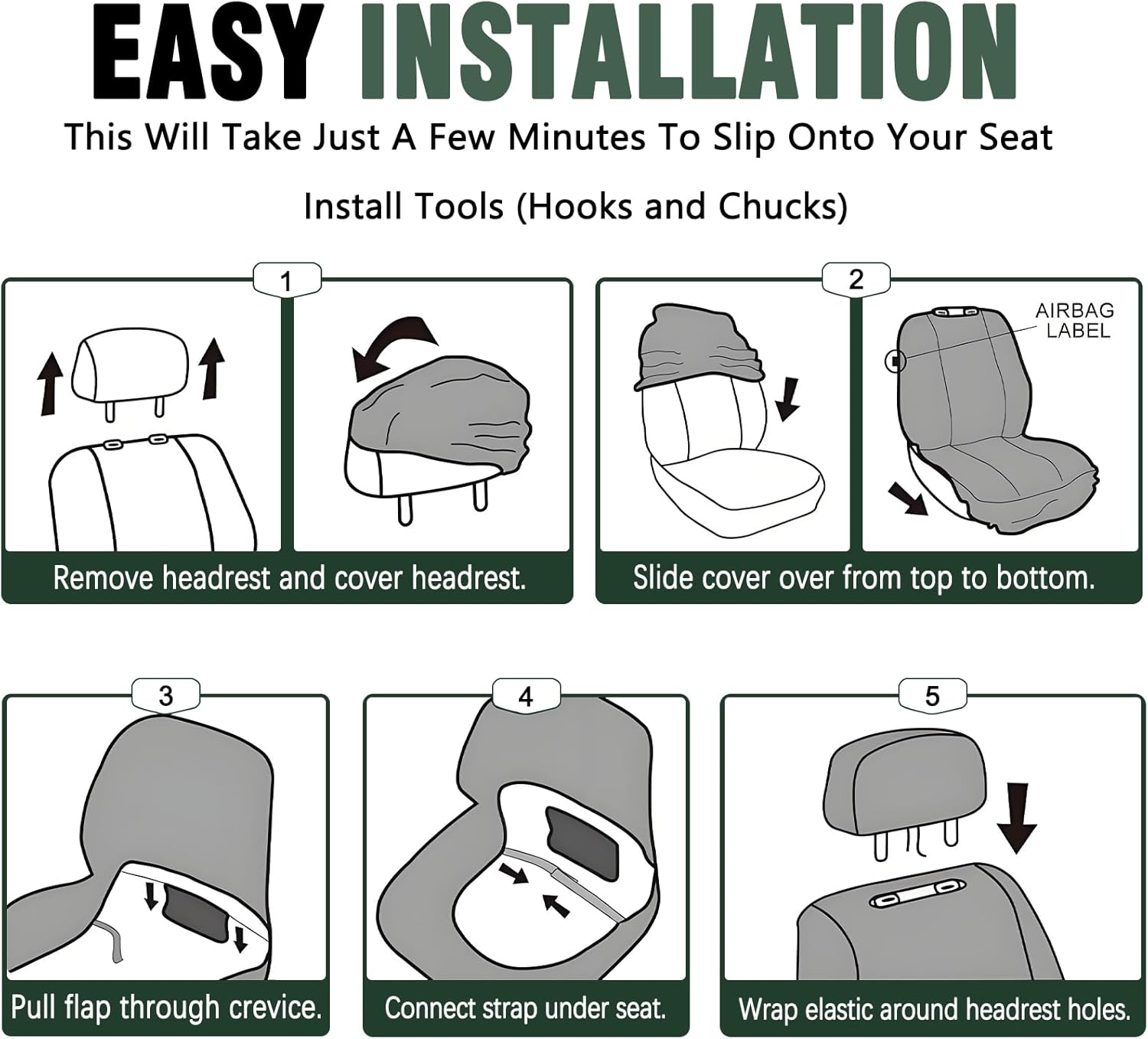 Universal Car Seat Covers for 96% Vehicle Models-Car/SUV/Truck Comfortable and Anti-Slip Seat Covers,Waterproof Leather Seat Protectors Interior Accessories(2Pcs Standard-Black&Red)