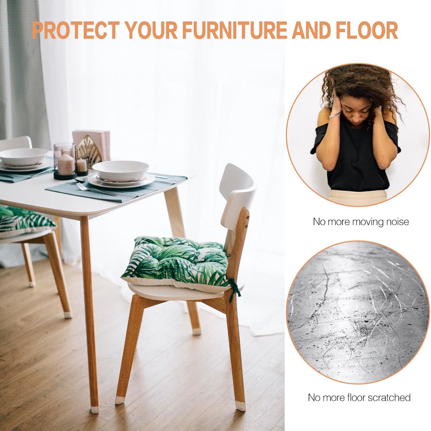 16 Pcs Chair Leg Floor Protectors for Hardwood Floors, Clear Silicone Ruby Sliders Caps Cover with Felt Pads for Chairs and Furniture Non Slip Reduce Noise