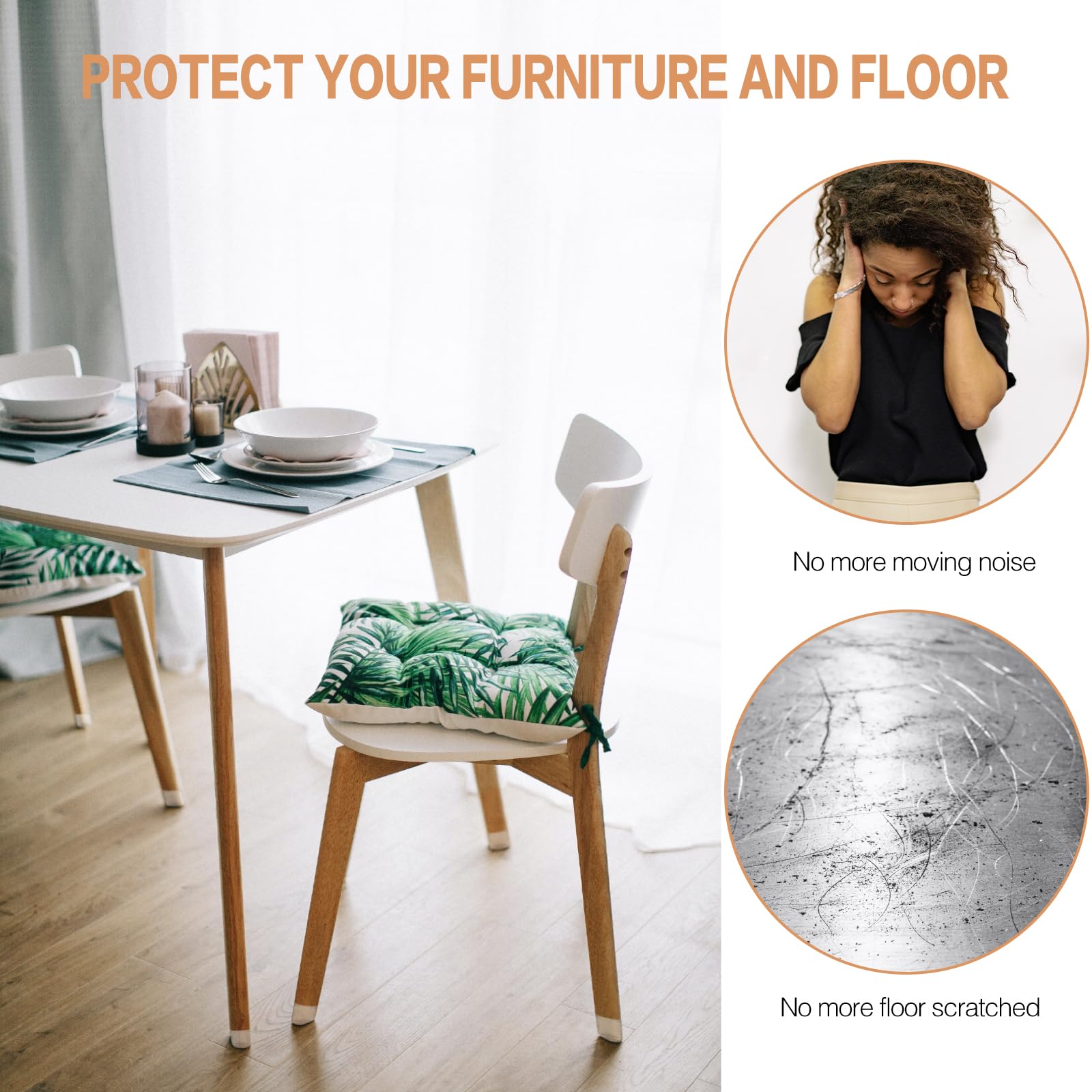8 protectores de suelo para patas de silla, protectores de suelo de silicona transparente para suelos de madera dura, tapas de patas de silla con almohadilla de fieltro para patas de muebles