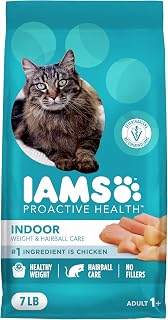IAMS Proactive Health Indoor Cat Food: Weight Control & Hairball Care Dry Food, Chicken & Turkey, 7 lb Bag
