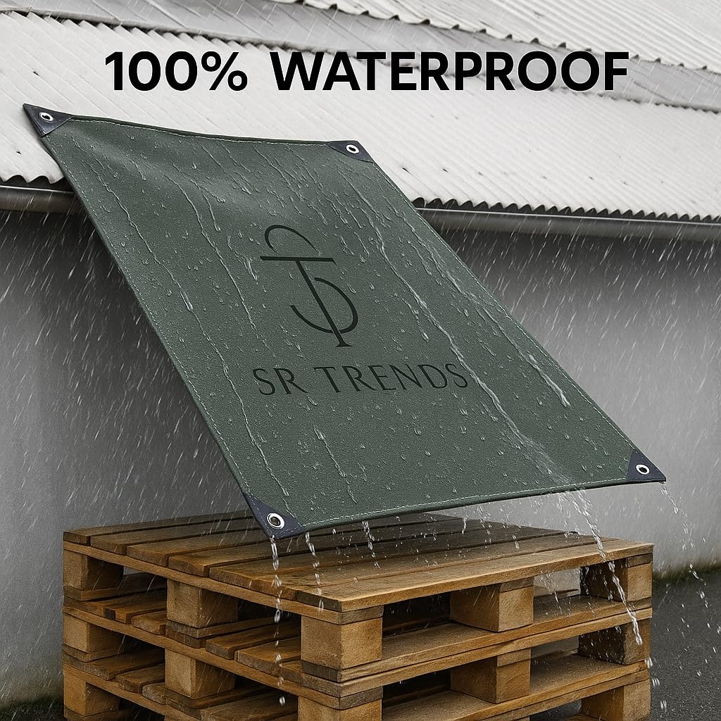 Heavy Duty Tarpaulin 800GSM Canvas - Commercial Canvas TIRPAL Waterproof- 100% Waterproof Resistance Military Grade- UV Resistant TARP, RUSTPROOF Reinforced Eyelets (7.5 x 6 FT) — Amazon image 7