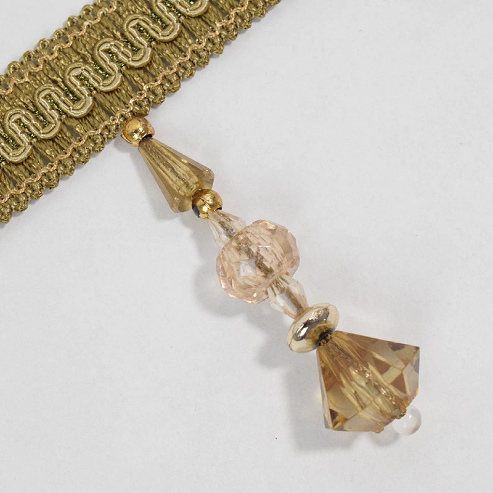 Franges, Pompons pour Rideaux, 12 mètres de Perles suspendues, Franges tressées pour Bordure de Rideau décorative, Ruban perlé (Rouge et Marron)