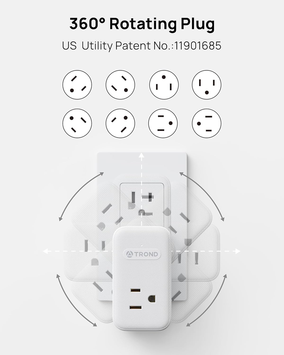 TROND Multi Plug Outlet Extender 2 Pack, 3 Way Outlet Splitter with 360 Rotating Plug, PD 20W USB C Charger Station, Sideways Adapter for Kitchen Bathroom Cruise Ship Travel Essentials