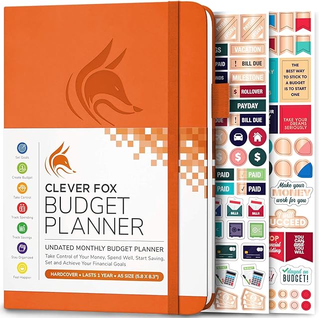 Clever Fox Budget Planner - Expense Tracker Notebook. Monthly Budgeting Journal, Finance Planner & Accounts Book to Take Control of Your Money. Undated - Start Anytime. A5 Size, Orange Hardcover