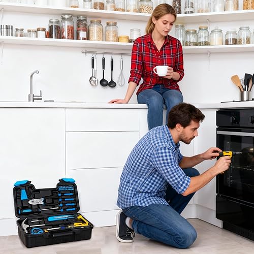 Miniatura 4 de Juego de 39 herramientas básicas para el hogar, juego de herramientas para el hogar, kit de herramientas manuales de reparación general en caja de