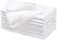 Ramanta Home Premium Cotton Linen Dinner Napkins Set of 12 - 20x20 Inch White Oversized, Soft Absorbent Durable Washable for Daily Use & Holidays