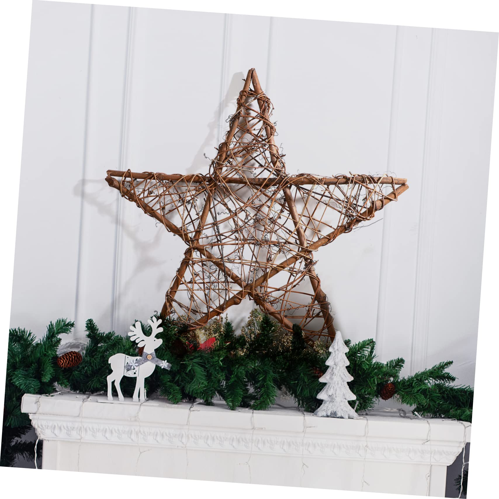STOBAZA 12piezas Guirnalda De Ratan Estrella Aro De Ratan para Manualidades y Decoración Material Natural para Creaciones Personalizadas Fiestas y Eventos