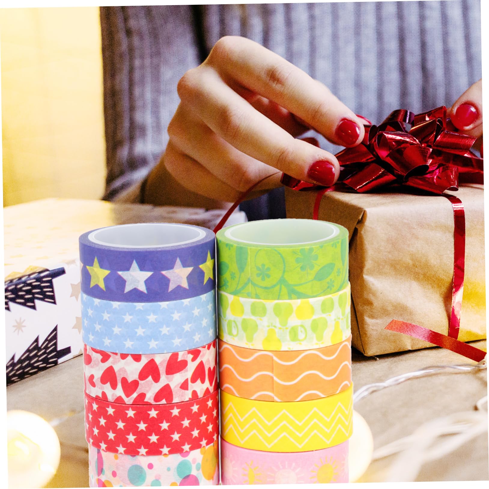 Ciieeo 40rollos Cinta Washi Decorativa De Navidad Para Manualidades y Decoración De Fiestas Adhesiva y Reposicionable Para Tarjetas Invitaciones Navideñas