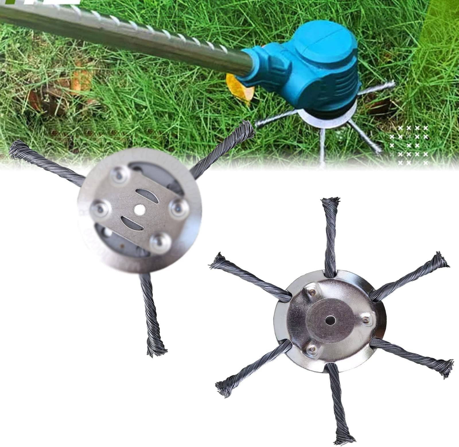 Amazon.com: Steel Wire Grass Trimmer Heads Rounded Edge Weed Trimmer. Steel  Wire Wheel Garden Weed Brush Lawn Mower Grass Eater Trimmer 6 inch 3 Head/6  Head (3 Head+6 Head) : Patio. Lawn & Garden