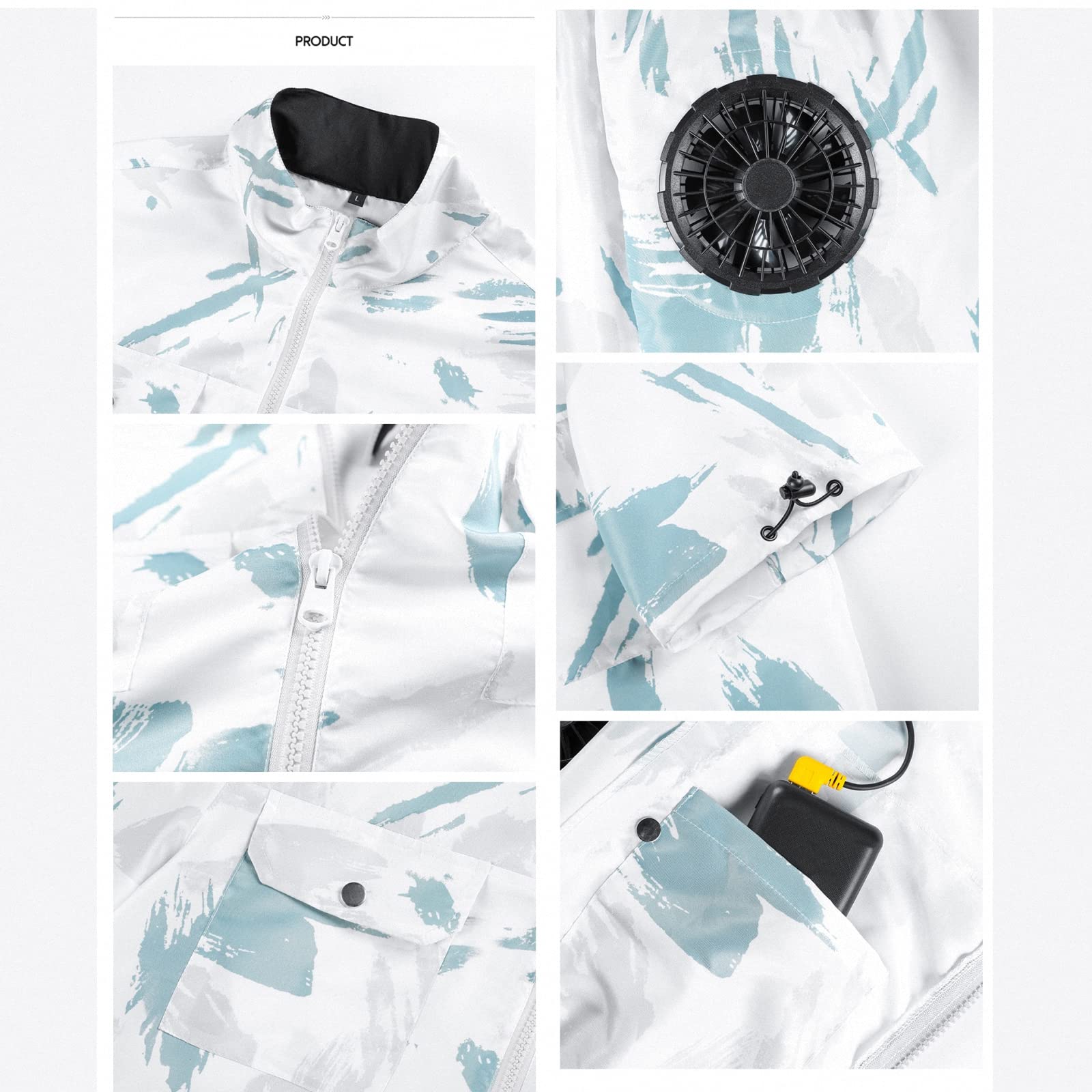 Ropa de Trabajo de Aire Acondicionado para Hombres de Verano,Ventilador de Carga USB para Exteriores,Chaleco de enfriamiento,protección Solar para Deportes Mangas Cortas