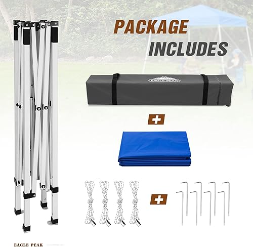 Vista 166 de EAGLE PEAK Tienda de campaña desplegable de pierna inclinada de 8 x 8 pulgadas, fácil instalación para una persona, toldo de playa al aire libre