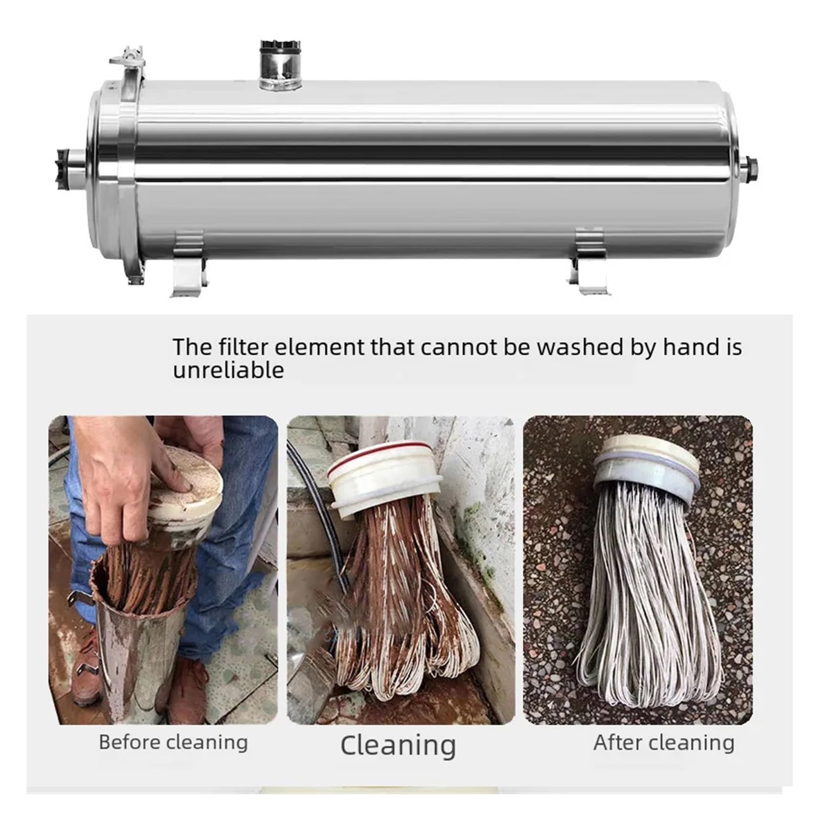 Sistema de filtrado agua alto caudal for toda la casa, filtro mineral acero inoxidable 1000 a 8000 l, reutilizable, PVDF(102-2000L)
