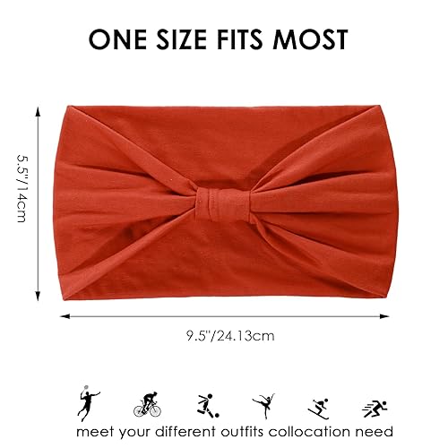 Miniatura 7 de Achiou Diademas anchas para mujer, antideslizantes, a la moda, bohemias, anudadas, para mujer, bandas elásticas de algodón para el cabello para